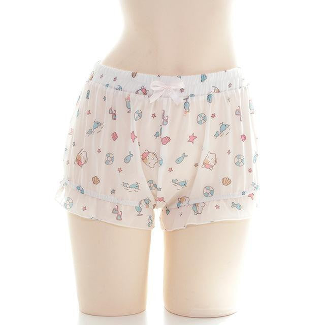 Kawaii mermaid kitten seashell bloomers shorts