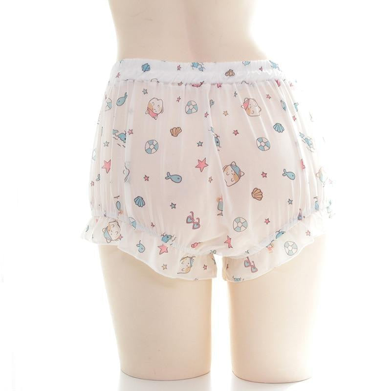 Kawaii mermaid kitten seashell bloomers shorts