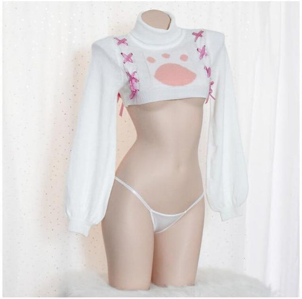 Mini Neko Cat Lingerie Set Micro Crop Top Sexy Kitten | Kawaii Babe Mini Neko Cat Lingerie Set Micro Crop Top Sexy Kitten | Kawaii Babe