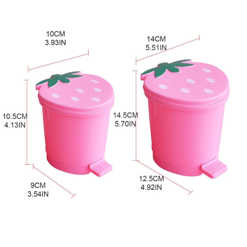 Mini strawberry waste basket - kawaii - pink - red - strawberry - trash