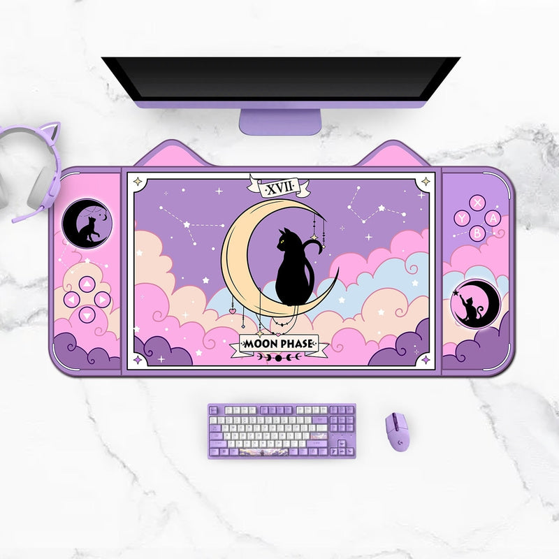 Moon magic neko gaming mousepad - black cat - egirl - egirls - gamer girl -
