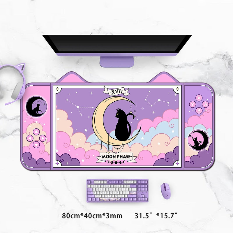 Moon magic neko gaming mousepad - black cat - egirl - egirls - gamer girl -