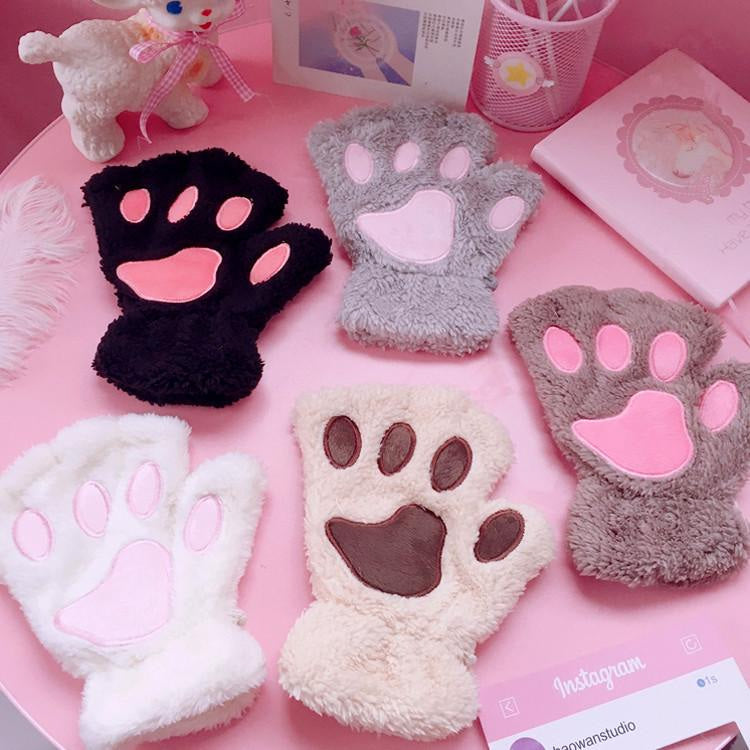 Neko gloves - cosplay - costume - fuzzy neko mittens - gloves - kawaii