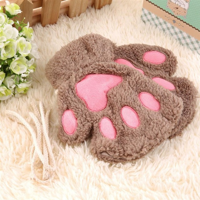 Neko gloves - cosplay - costume - fuzzy neko mittens - gloves - kawaii