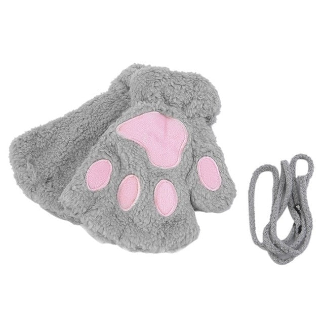 Neko gloves - cosplay - costume - fuzzy neko mittens - gloves - kawaii