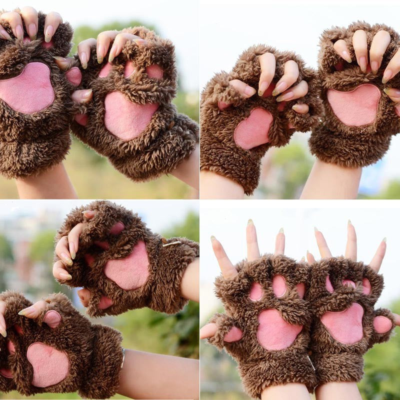 Neko gloves - cosplay - costume - fuzzy neko mittens - gloves - kawaii