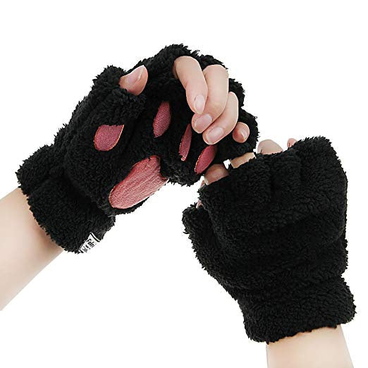 Neko gloves - cosplay - costume - fuzzy neko mittens - gloves - kawaii