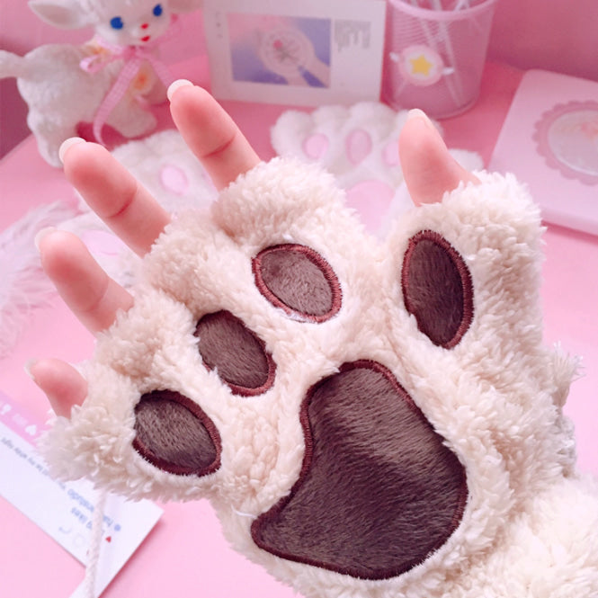 Neko gloves - cosplay - costume - fuzzy neko mittens - gloves - kawaii