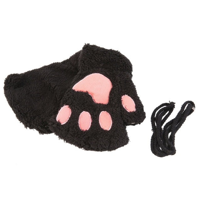 Neko gloves - cosplay - costume - fuzzy neko mittens - gloves - kawaii