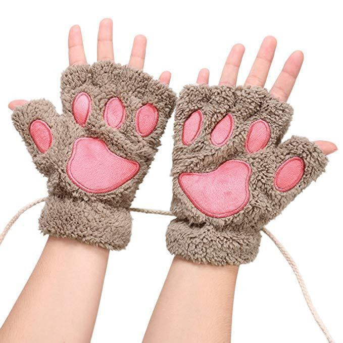 Neko gloves - cosplay - costume - fuzzy neko mittens - gloves - kawaii