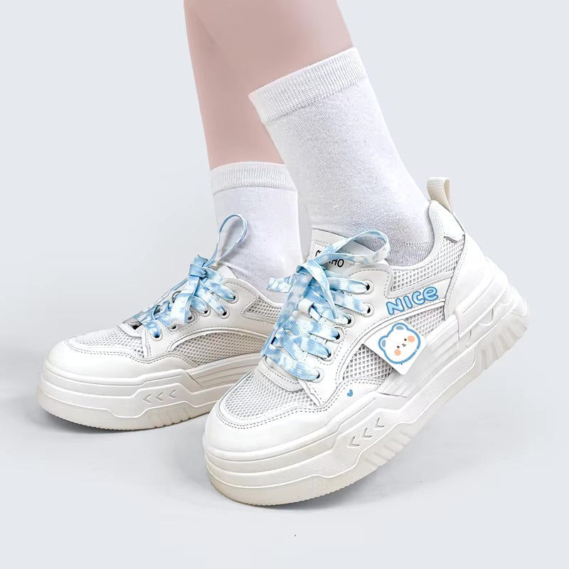 Nice baby bear blue sneakers - cats - footwear - kawaii - babe - neko