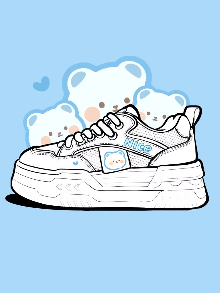 Nice baby bear blue sneakers - cats - footwear - kawaii - babe - neko