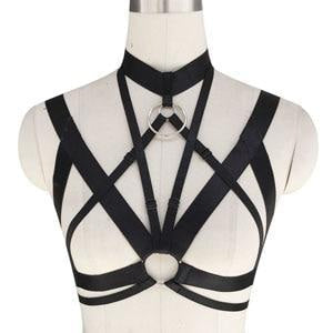 O ring harness - belt - cage bra - chest harness - goth - gothic