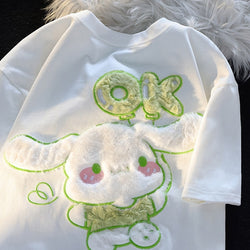 Ok cinna fluffy tee - cinnamoroll - kawaii outfit - sanrio - shirts - t-shirts
