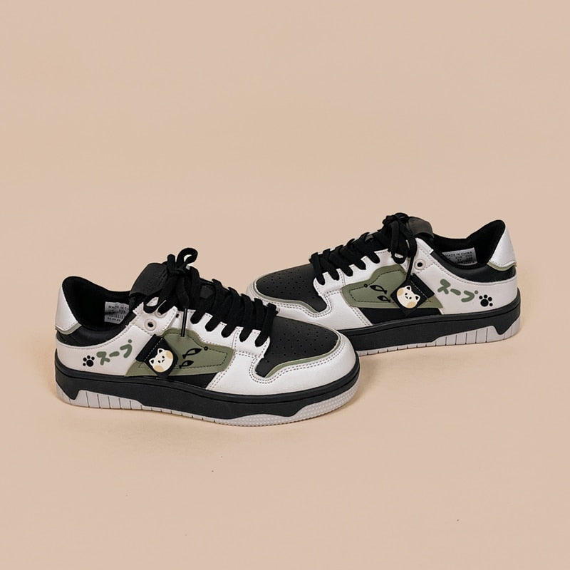 Olive cat fish sneakers - cats - fish - footwear - kawaii - shoes