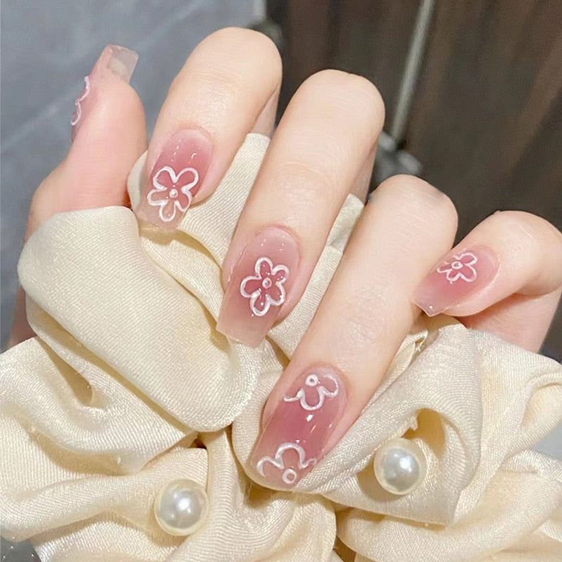 Ombre gradient press on nails - bows - fairycore - hearts - kawaii - nail art