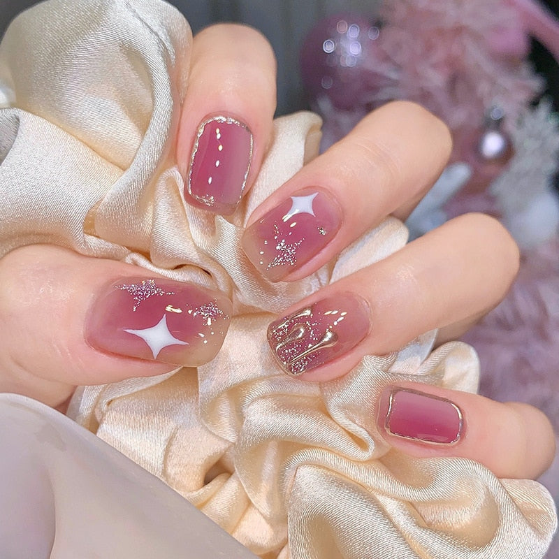 Ombre gradient press on nails - bows - fairycore - hearts - kawaii - nail art