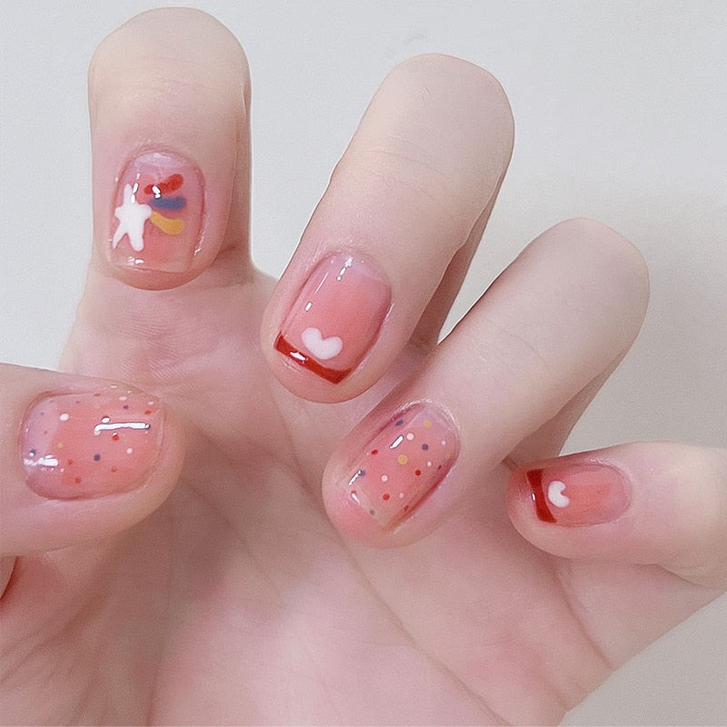 Ombre gradient press on nails - bows - fairycore - hearts - kawaii - nail art