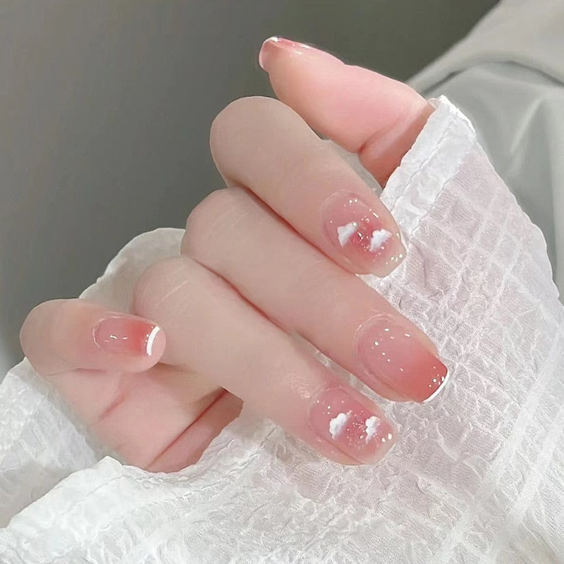 Ombre gradient press on nails - bows - fairycore - hearts - kawaii - nail art