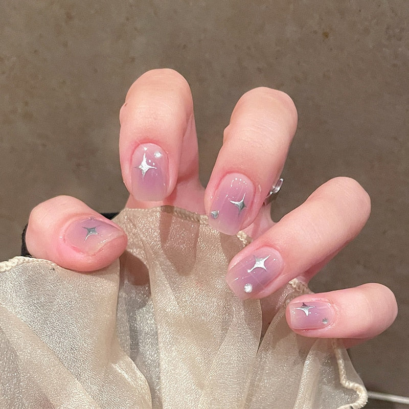 Ombre gradient press on nails - bows - fairycore - hearts - kawaii - nail art