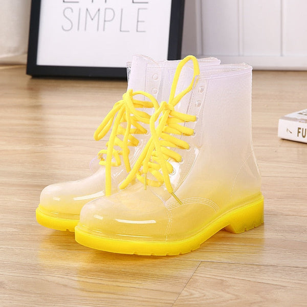 Ombre transparent rain boots - anke booties - ankle boots - athletic shoes