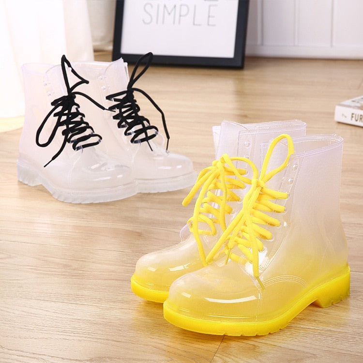 Ombre transparent rain boots - anke booties - ankle boots - athletic shoes