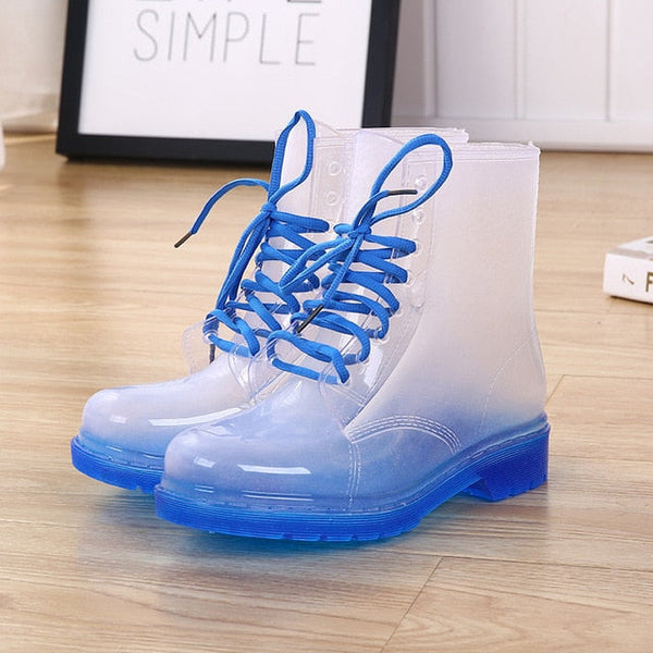 Black Heeled Rain Boots Waterproof Water Shoes Booties Kawaii Babe
