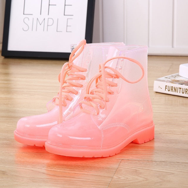 Ombre transparent rain boots - anke booties - ankle boots - athletic shoes