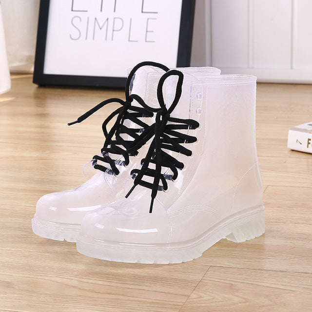 Ombre transparent rain boots - anke booties - ankle boots - athletic shoes