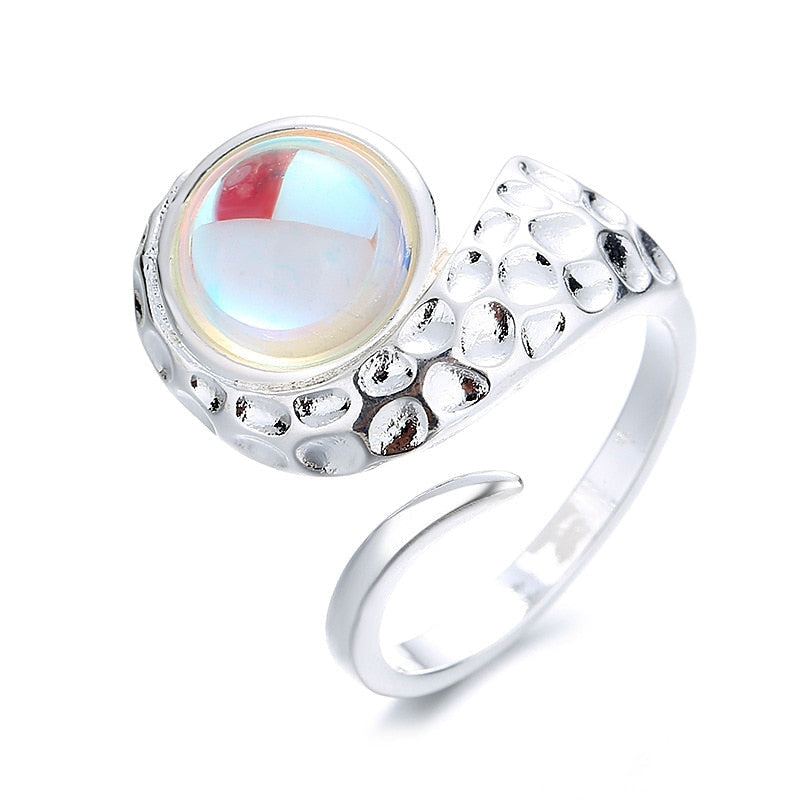 Opal alien rings - ethereal - hammered - jeweled - jewelry - jewels