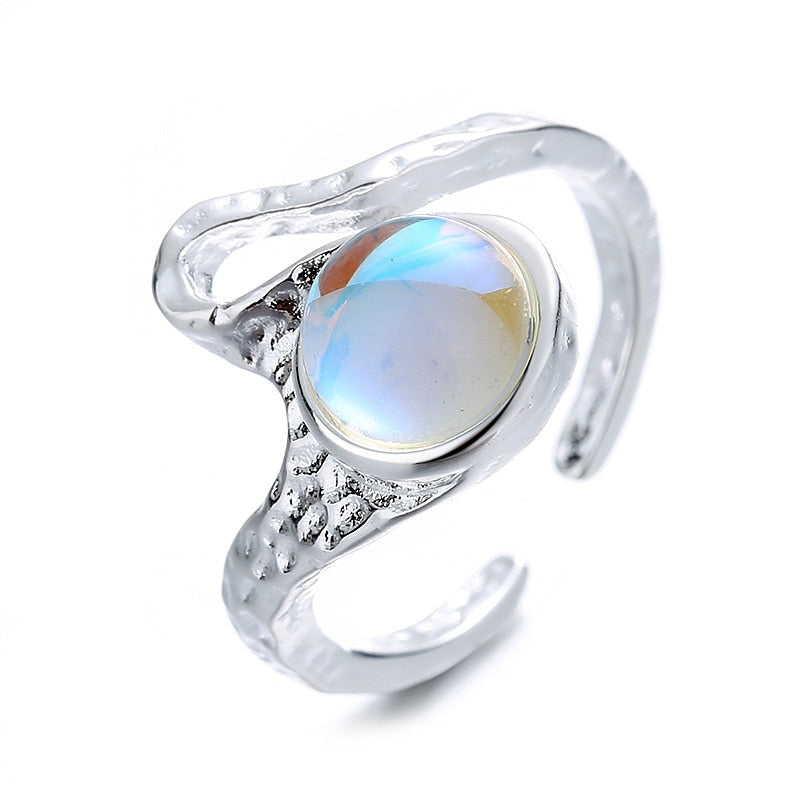 Opal alien rings - ethereal - hammered - jeweled - jewelry - jewels