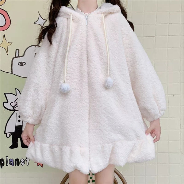 Oversized fluffy bunny jacket - bunny - coat - ears - jacket - kawaii