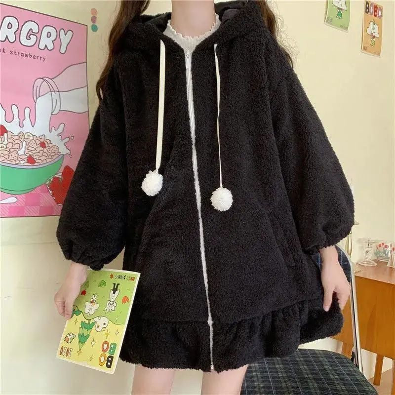 Pink White Oversized Fluffy Bunny Rabbit Jacket Coat | Kawaii Babe