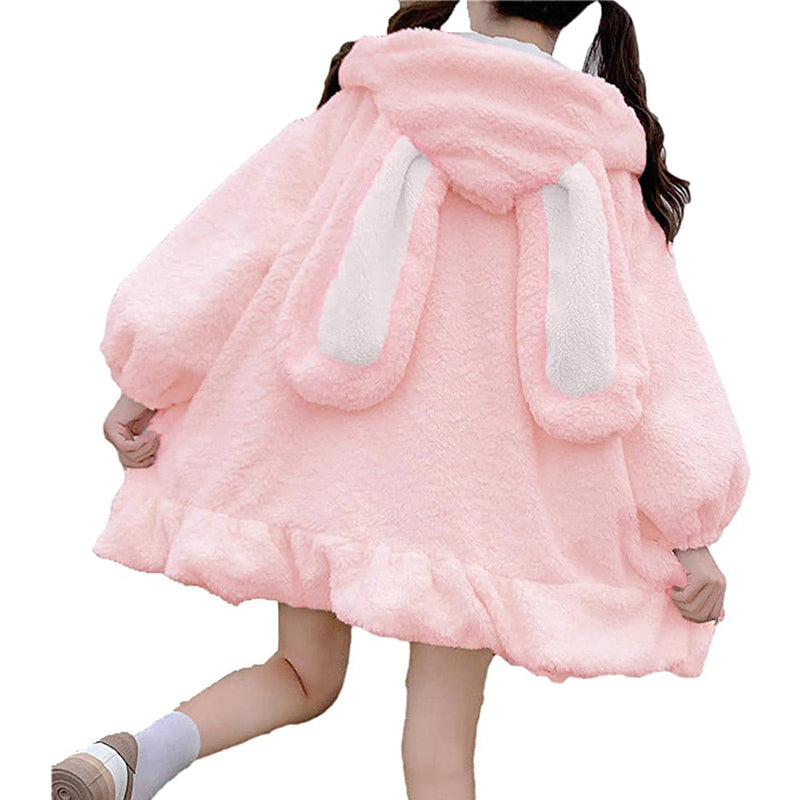Cocoon Rabbit Jacket Pink White Oversized Fluffy Bunny Rabbit Jacket Coat | Kawaii Babe