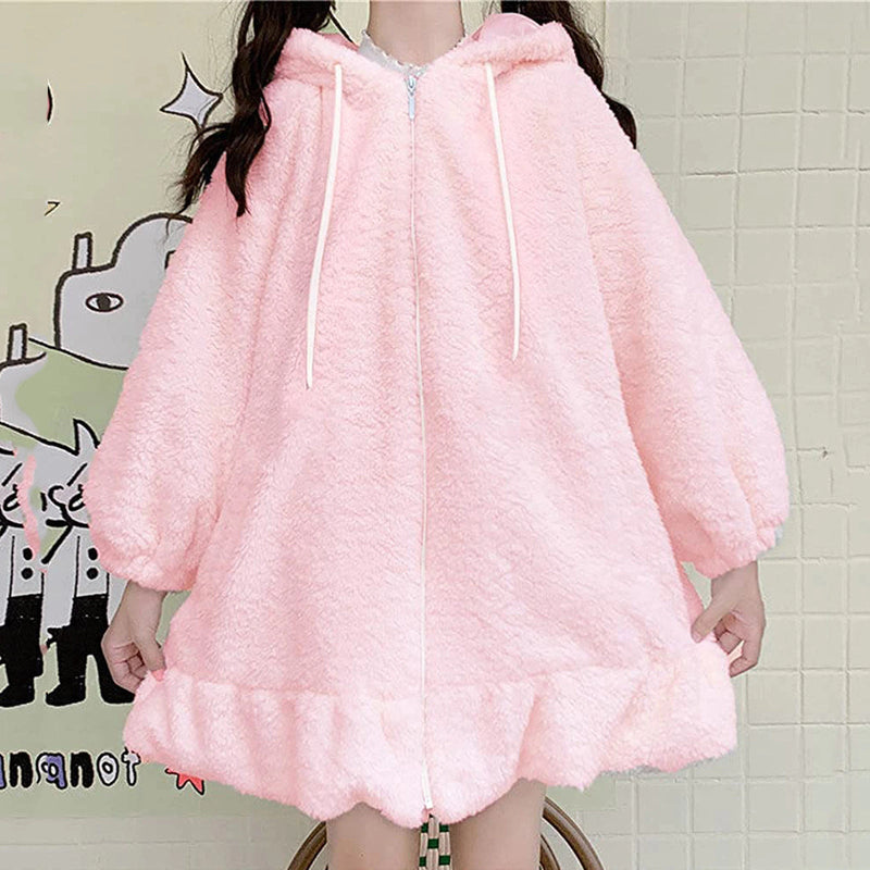 Oversized fluffy bunny jacket - bunny - coat - ears - jacket - kawaii