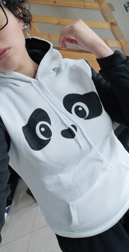 Panda hooded sweater - baby bear - crewneck sweater - ears - hooded - hoodie