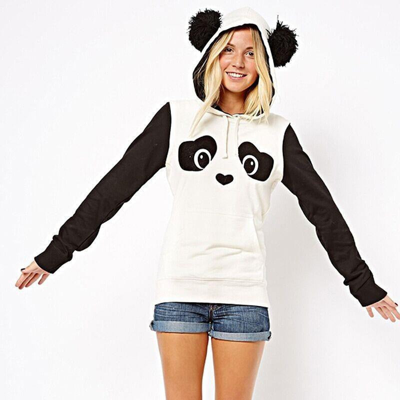 Panda hooded sweater - baby bear - crewneck sweater - ears - hooded - hoodie