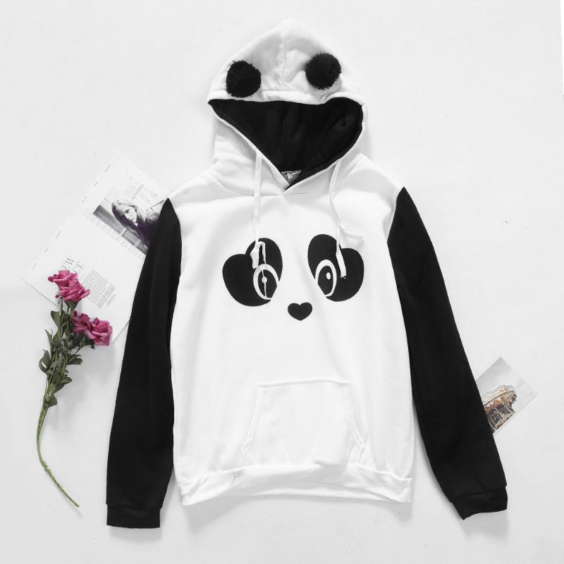 Panda hooded sweater - baby bear - crewneck sweater - ears - hooded - hoodie