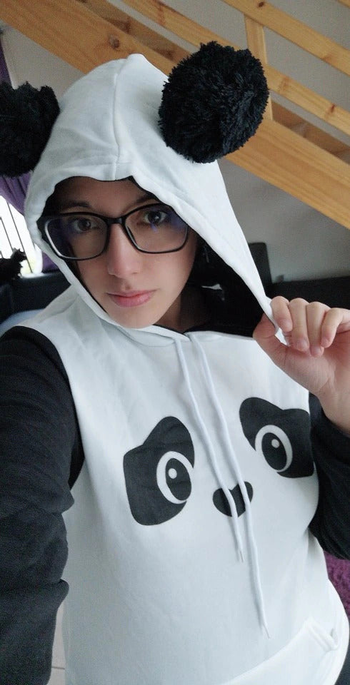 Panda hooded sweater - baby bear - crewneck sweater - ears - hooded - hoodie