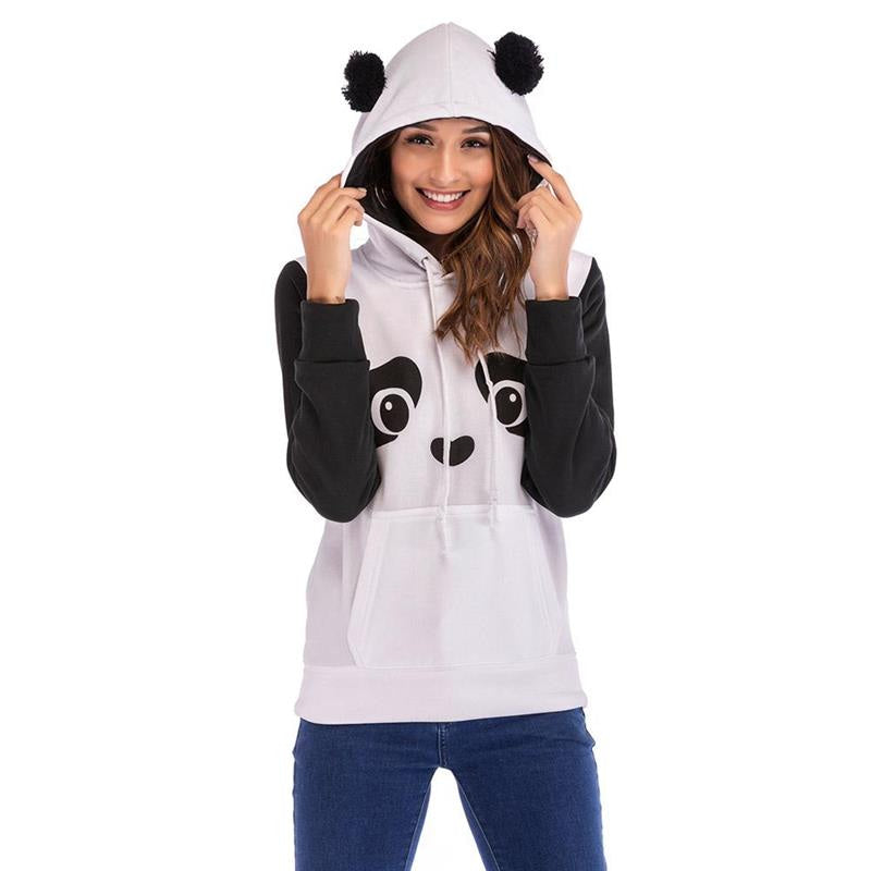 Panda hooded sweater - baby bear - crewneck sweater - ears - hooded - hoodie