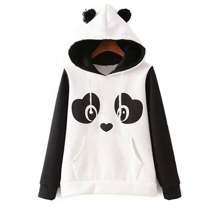 Panda hooded sweater - baby bear - crewneck sweater - ears - hooded - hoodie