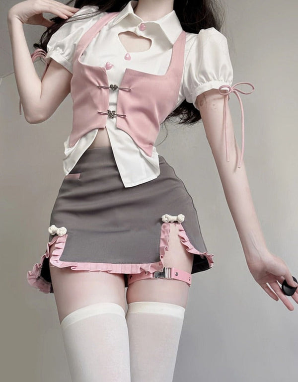 Pastel academia outfit set - academia - kawaii - outfit set - pastel - pink