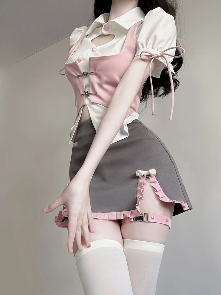 Pastel academia outfit set - academia - kawaii - outfit set - pastel - pink