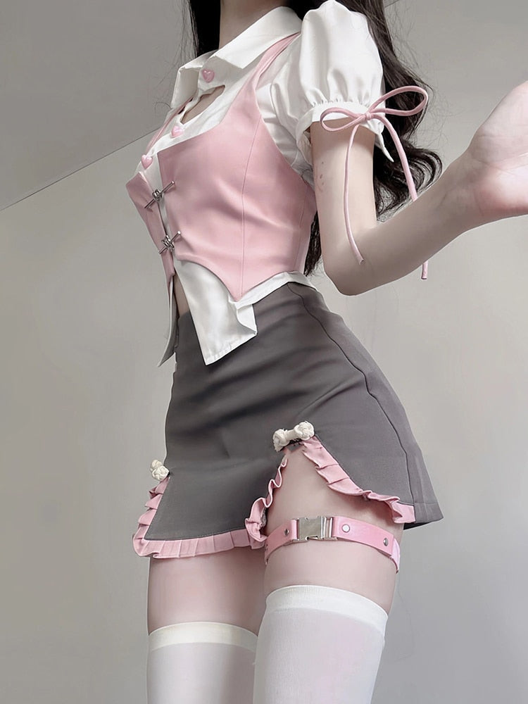 Pastel academia outfit set - academia - kawaii - outfit set - pastel - pink