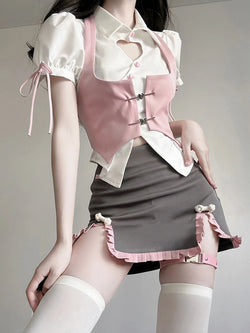 Pastel academia outfit set - academia - kawaii - outfit set - pastel - pink