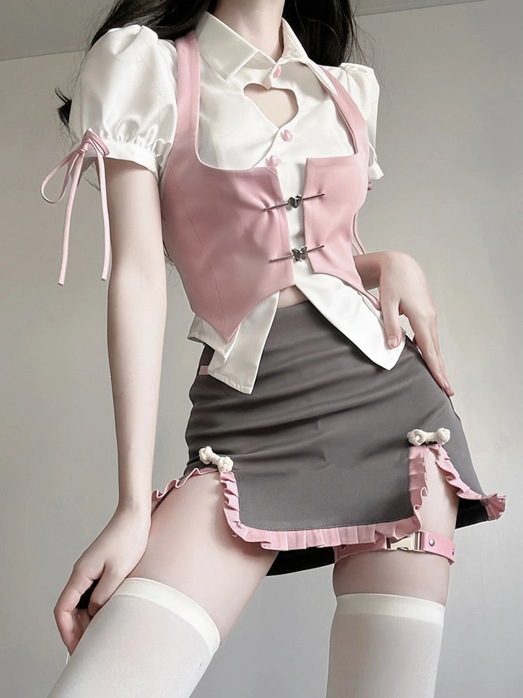 Pastel academia outfit set - academia - kawaii - outfit set - pastel - pink