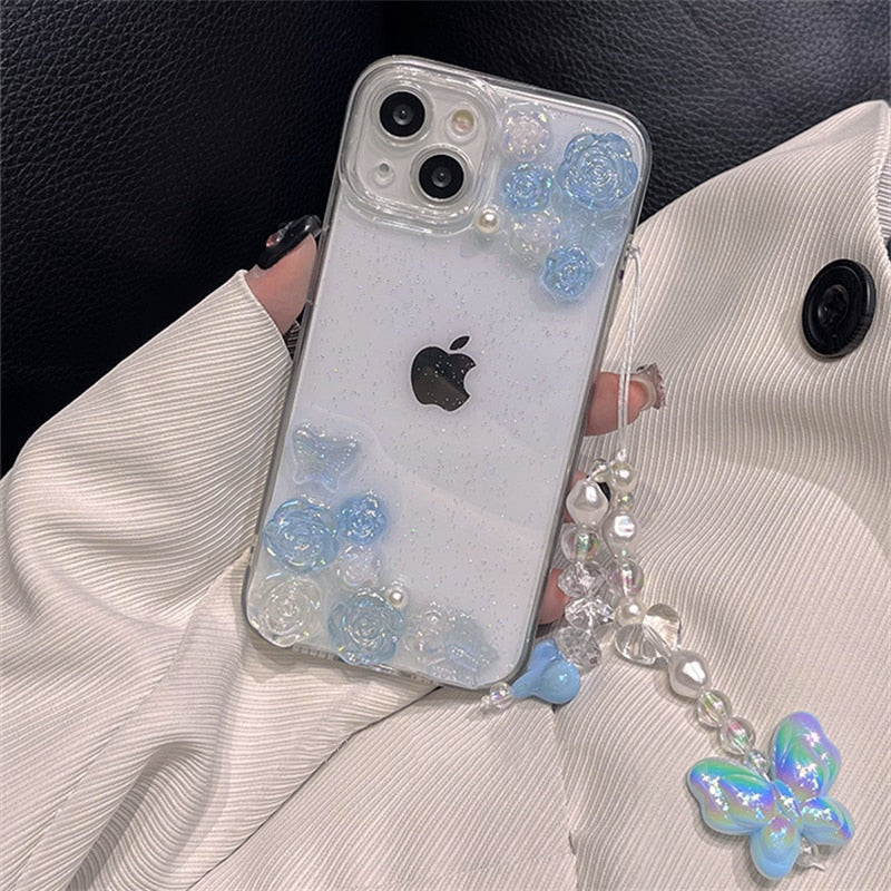 Pastel candy butterfly iphone case and chain - butterfly - fairy-kei - fairycore - kawaii - pastel