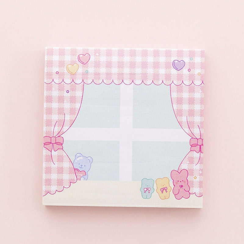 Pastel candy sticky note pads - bear - bears - bows - bubble gum - gumball