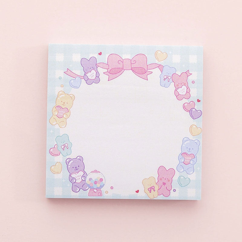 Pastel candy sticky note pads - bear - bears - bows - bubble gum - gumball