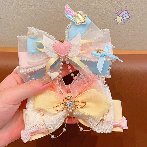 Pastel decora hair bows - bows - hair - accessory - claw - clips